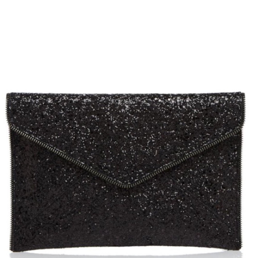 Rebecca Minkoff Women's Black Glitter Leo Clutch